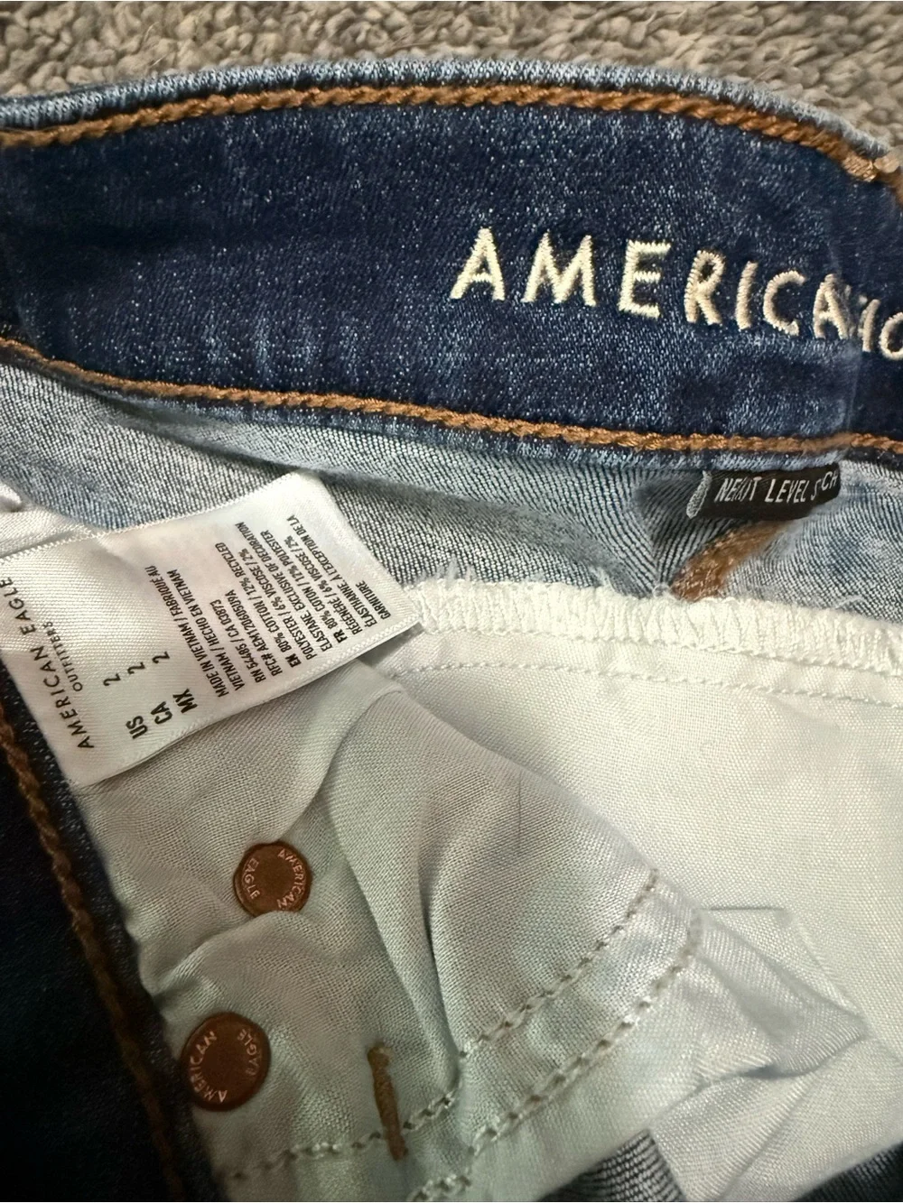 American Eagle Outfitters Distressed Dark Blue Denim Shorts